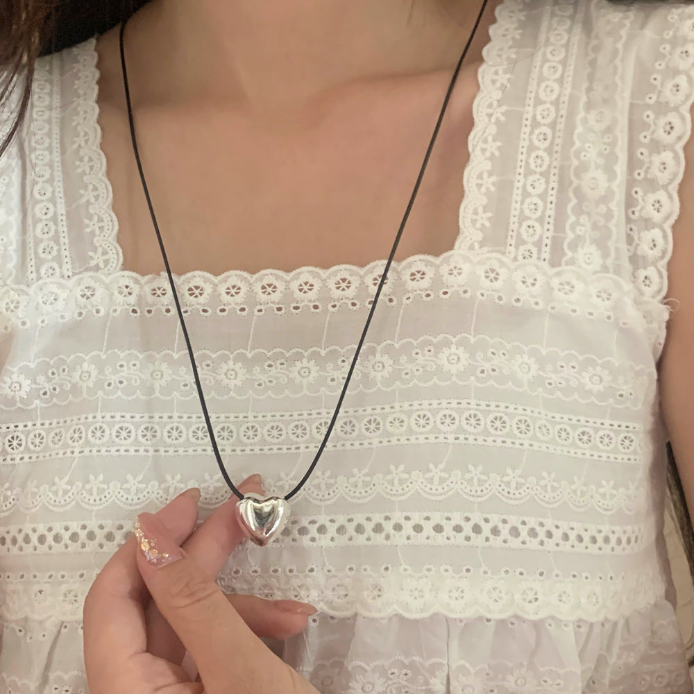 Rope Tie Metal Sense Love Pendant Silver Necklace JLTN1240