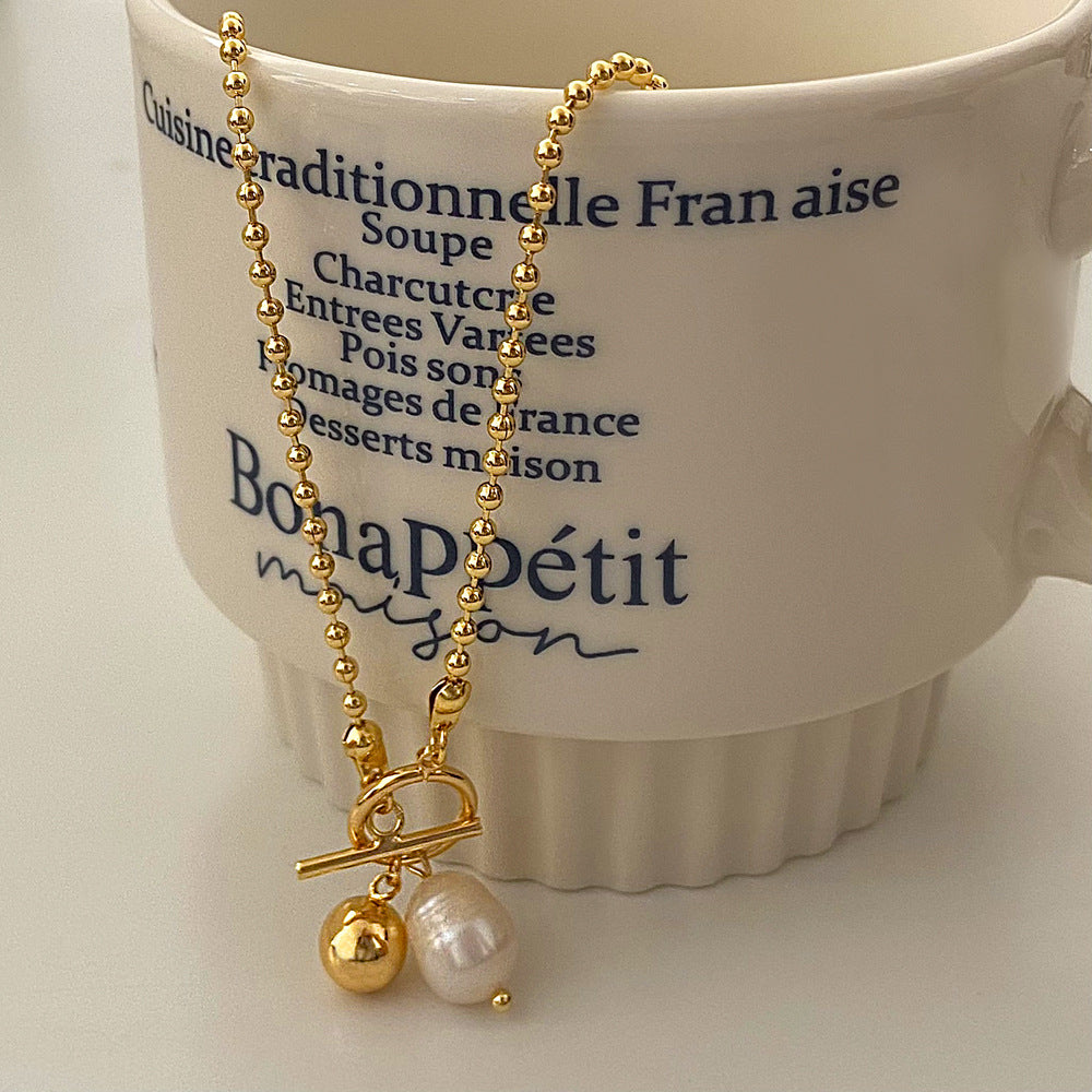 Pearl Toggle Pendant Gold Necklace JLTN1241