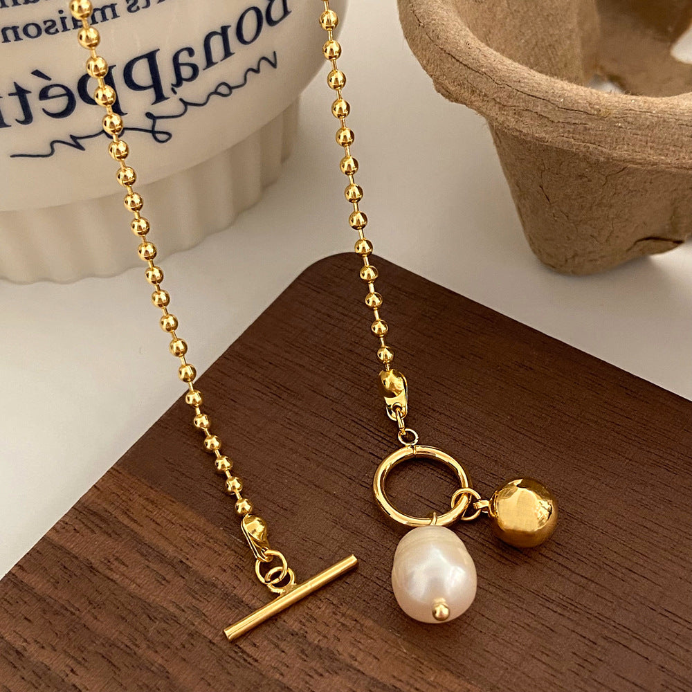 Pearl Toggle Pendant Gold Necklace JLTN1241