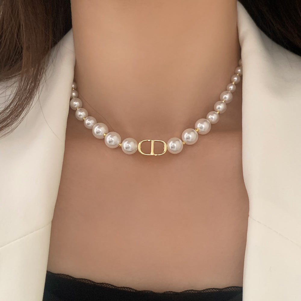 Stylish Gold CD White Pearl Multicolor Necklace JLTN1242