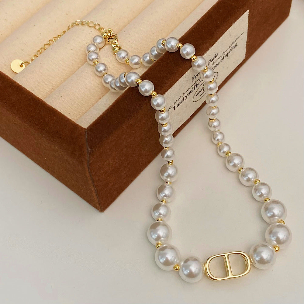 Stylish Gold CD White Pearl Multicolor Necklace JLTN1242
