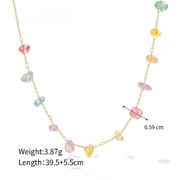 Multi Stone Pale Coloured Gold Necklace JLTN1262