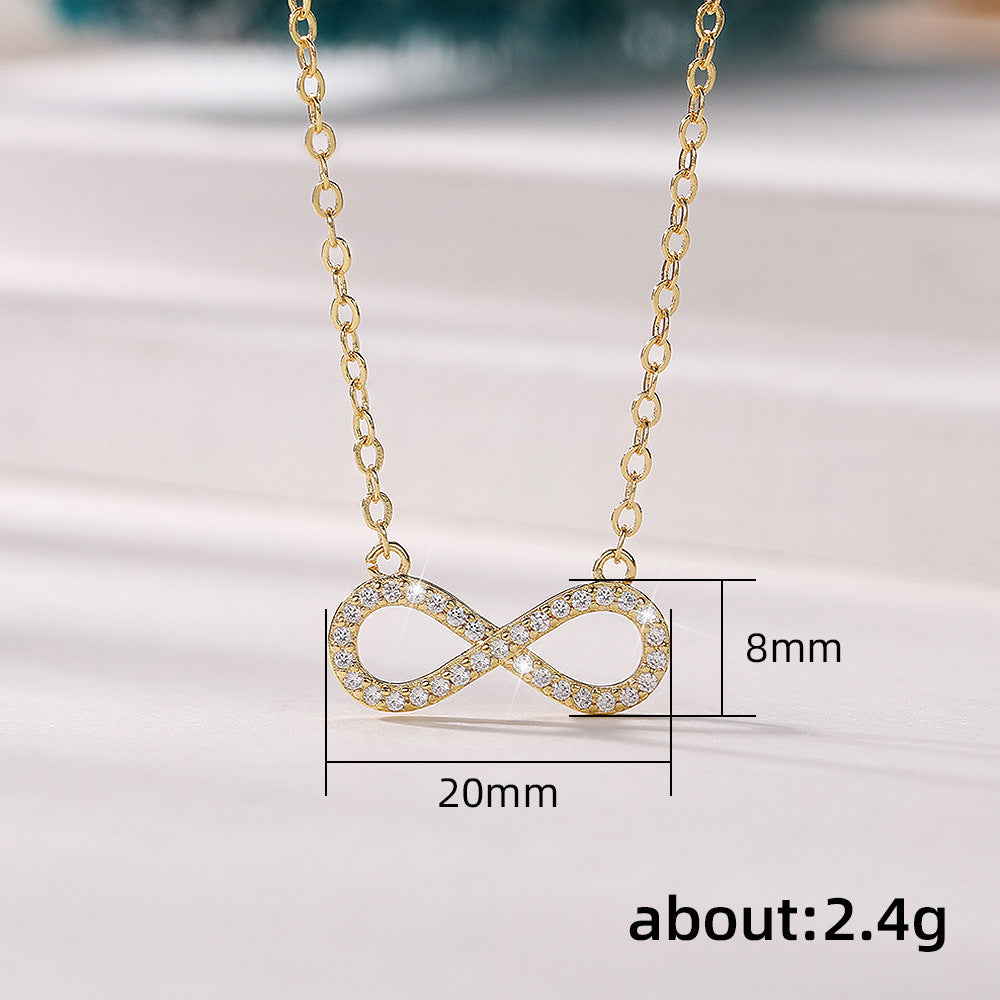 Trendy Infinity Shaped  Stone Inlaid  Gold Necklace JLTN1290