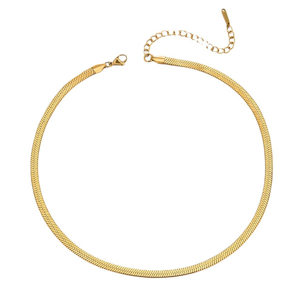 Chic Flat Snake Chain Necklace in Gold JLTN1339