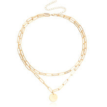 Minimalist Gold Chain Necklace with Stylish Coin Charm JLTN1346