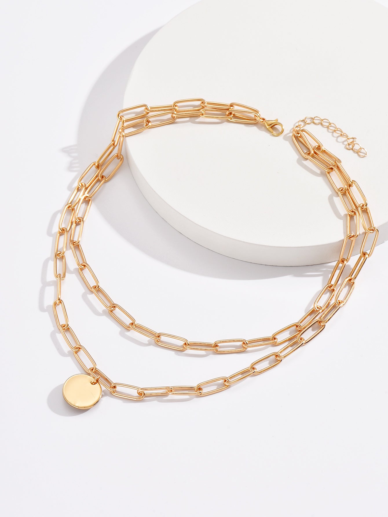 Minimalist Gold Chain Necklace with Stylish Coin Charm JLTN1346