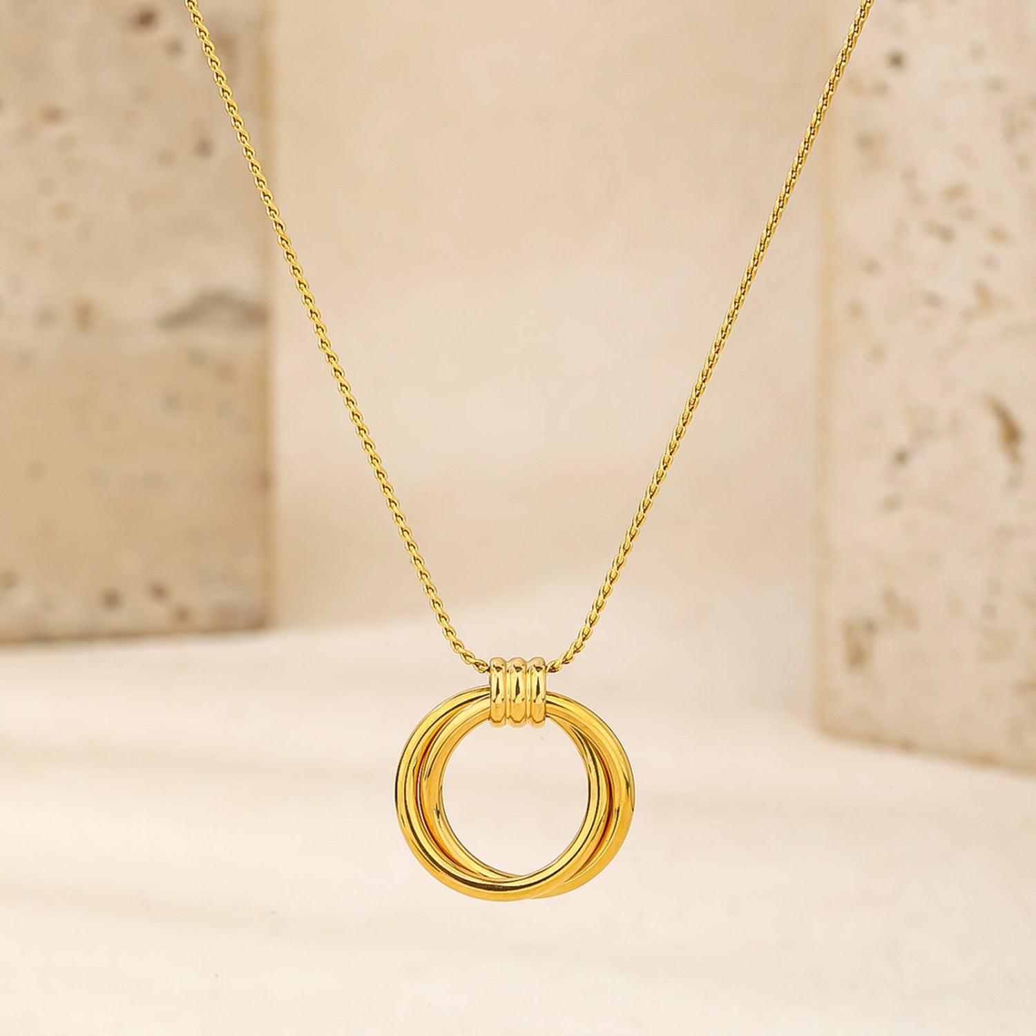 Minimalist Necklace with Triple Ring Pendant JLTN1352