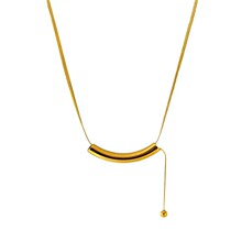 Sleek Gold Curve Necklace with Dangling Charm JLTN1378