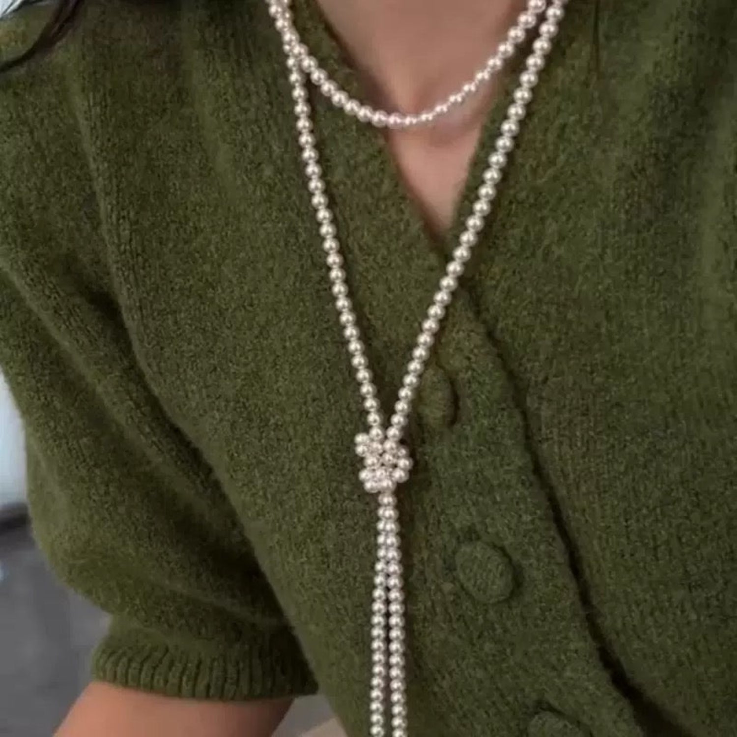 Long Knotted Pearl Lariat Necklace JLTN1705