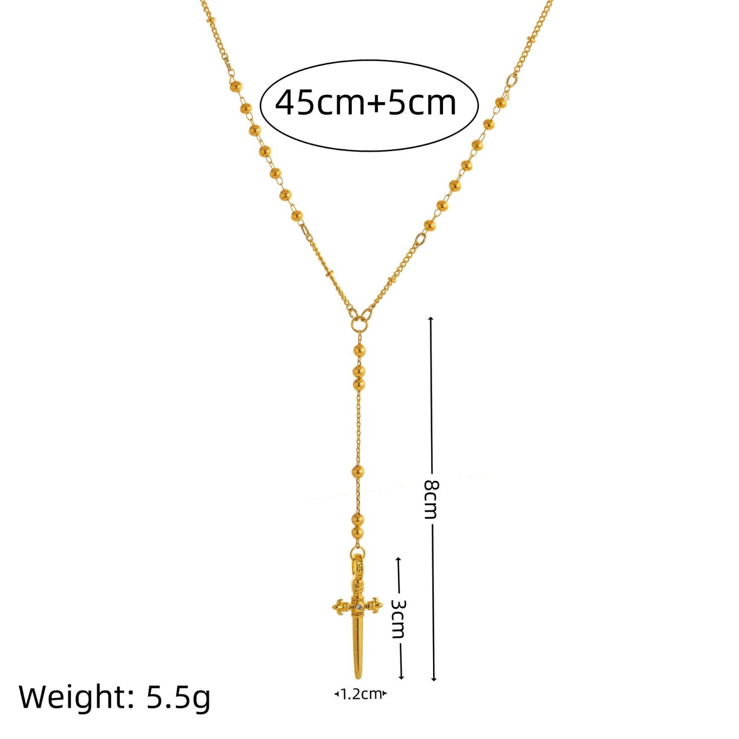 Beaded Y-Necklace with Dagger JLTN1709