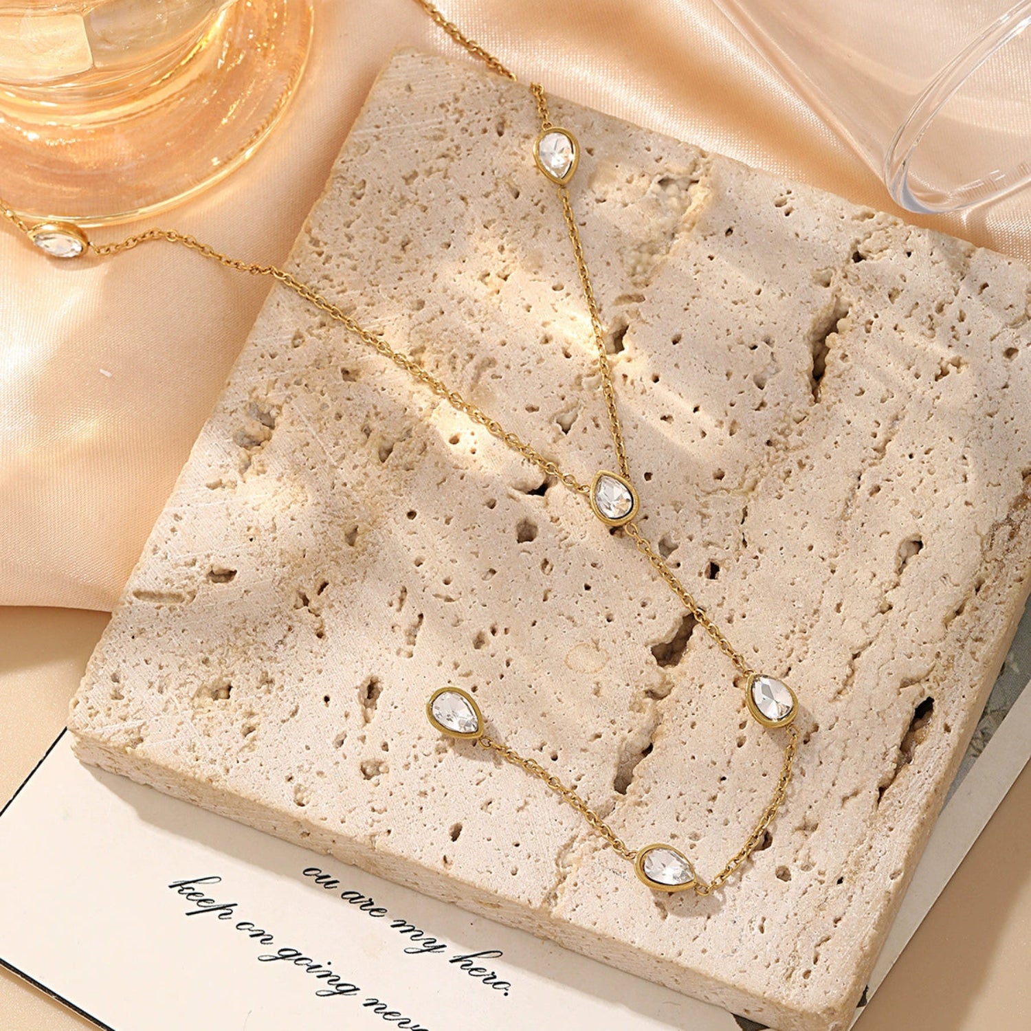 Teardrop White Gemstone Y-Lariat Necklace JLTN1717