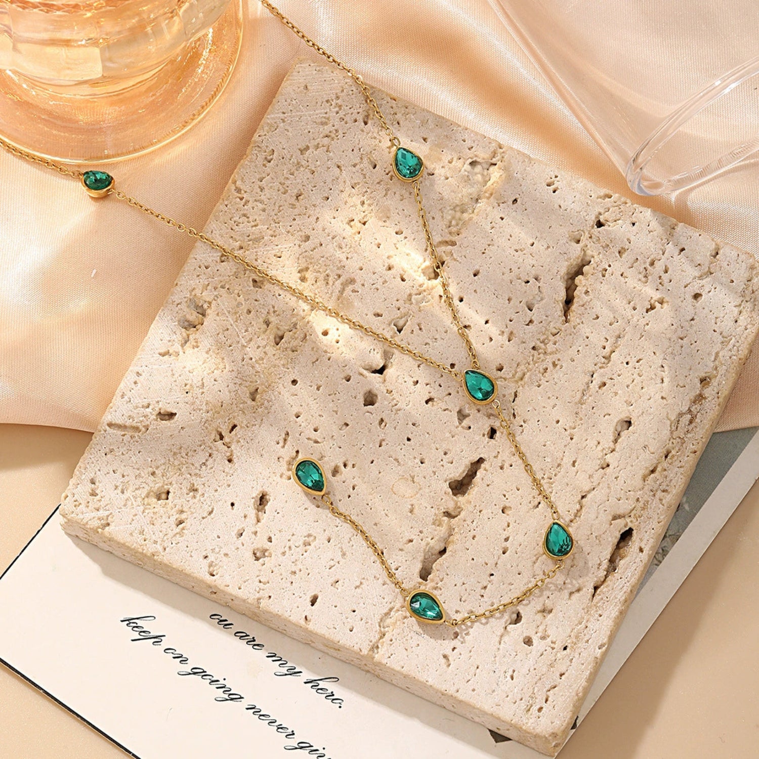 Emerald Green Teardrop Y-Lariat Necklace JLTN1718