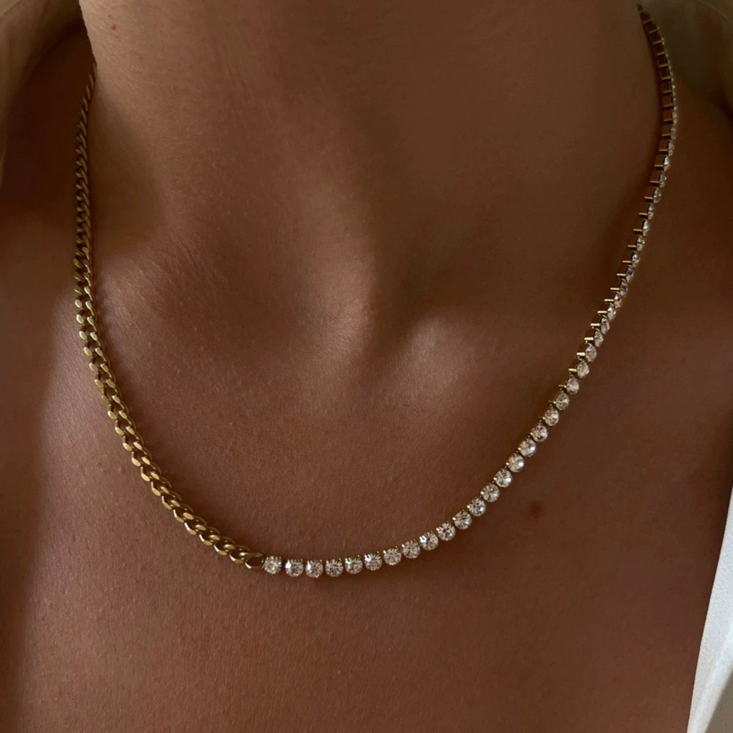Golden Tennis & Curb Necklace JLTN1721