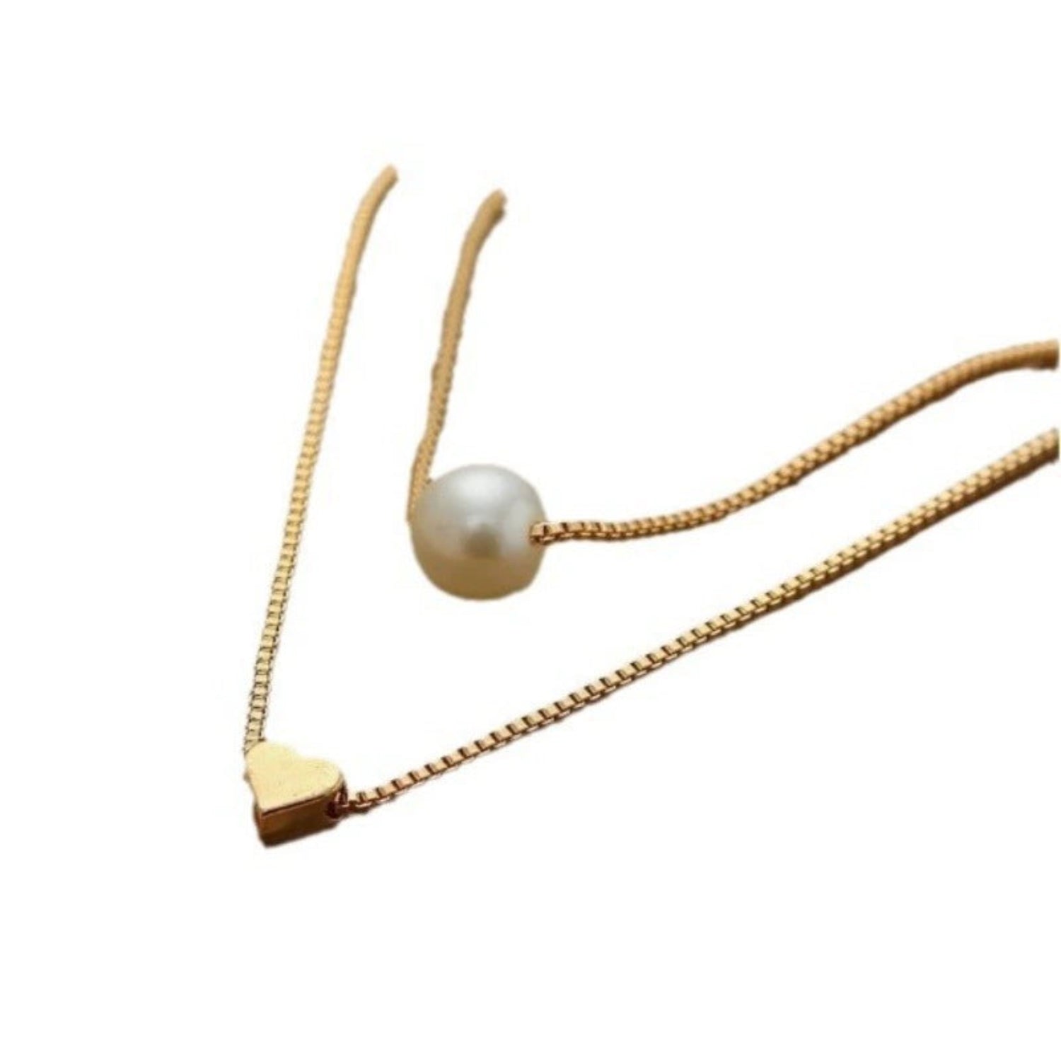 Layered Pearl Heart Gold Necklace JLTN1728
