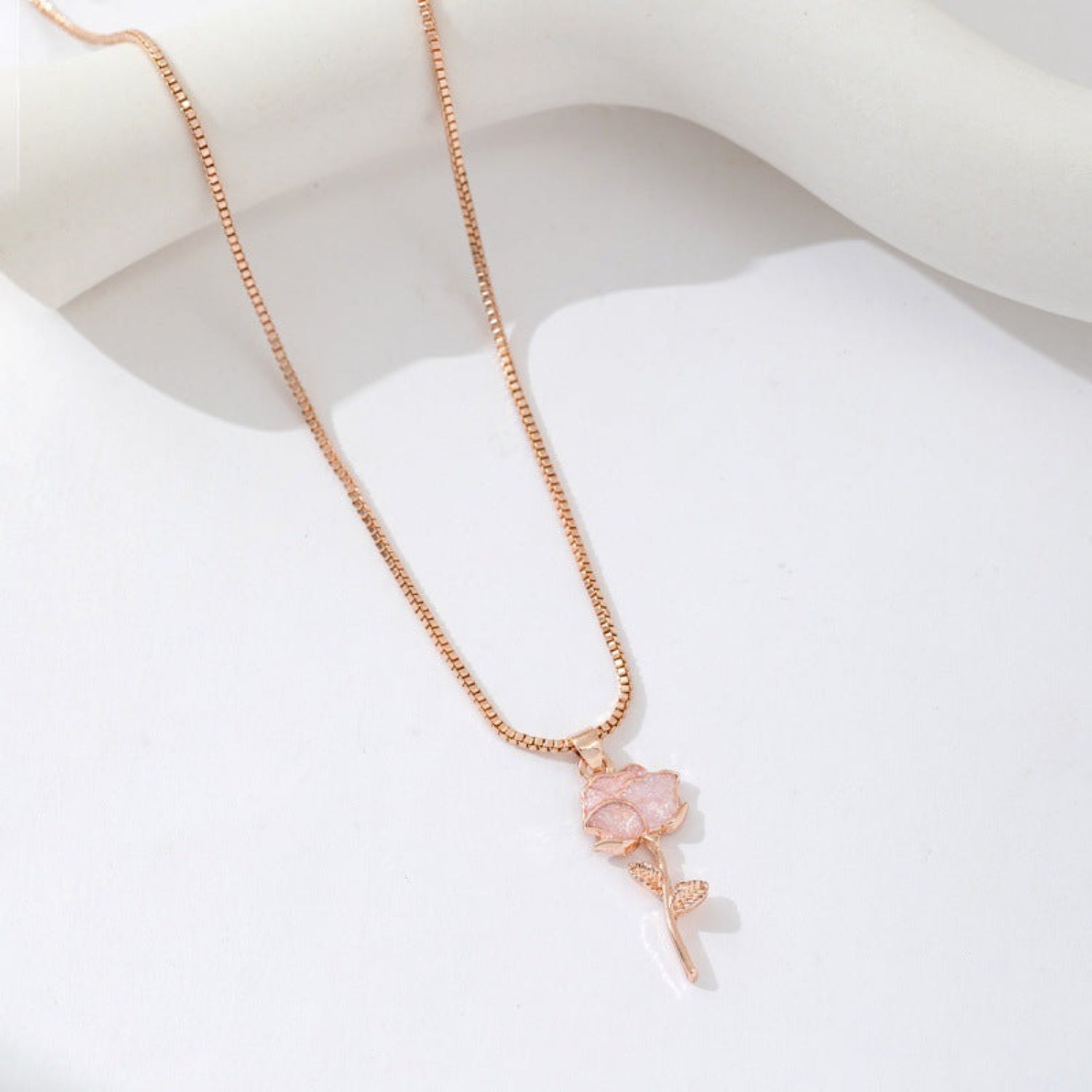 Rose Gold Pink Flower Necklace JLTN1729