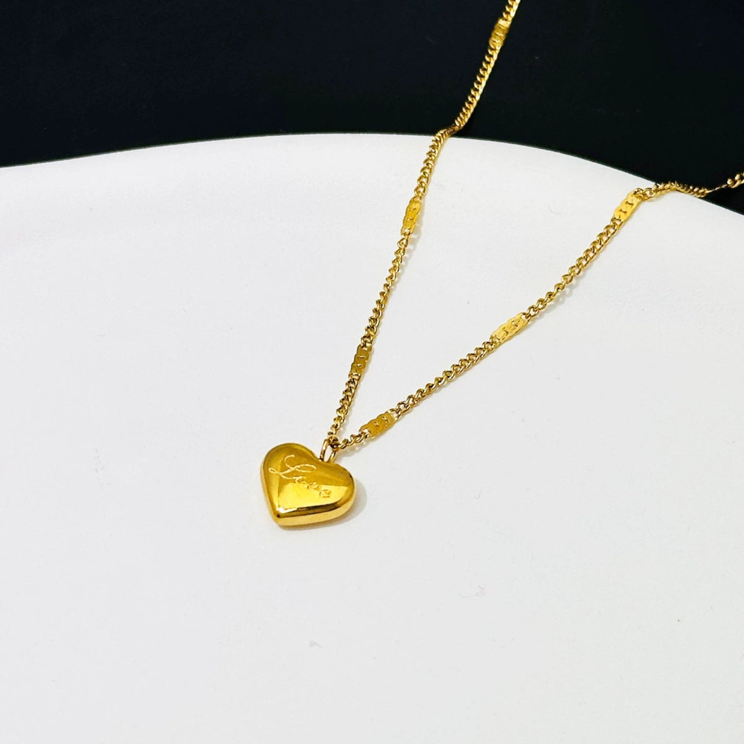 Gold Heart Engraved "Love" Necklace JLTN1741