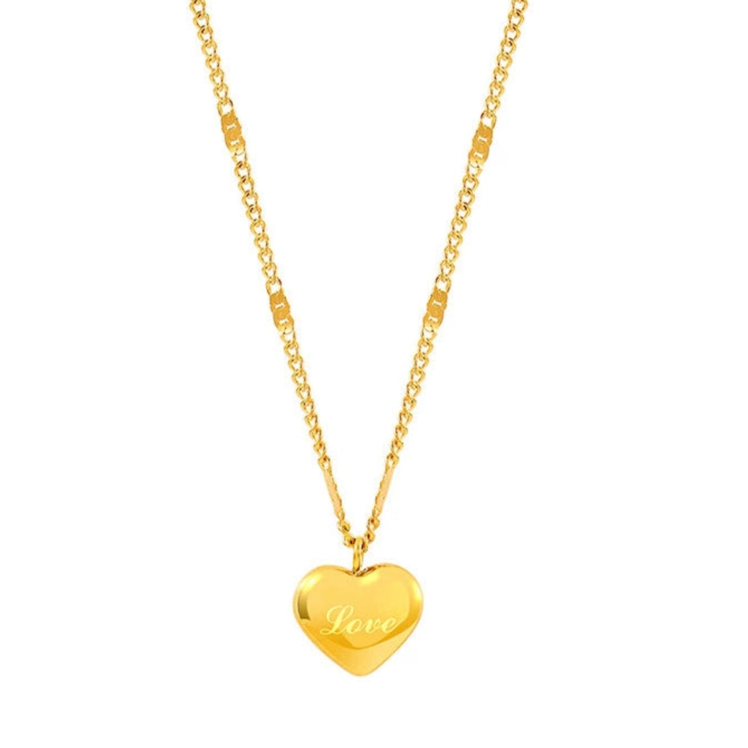 Gold Heart Engraved "Love" Necklace JLTN1741