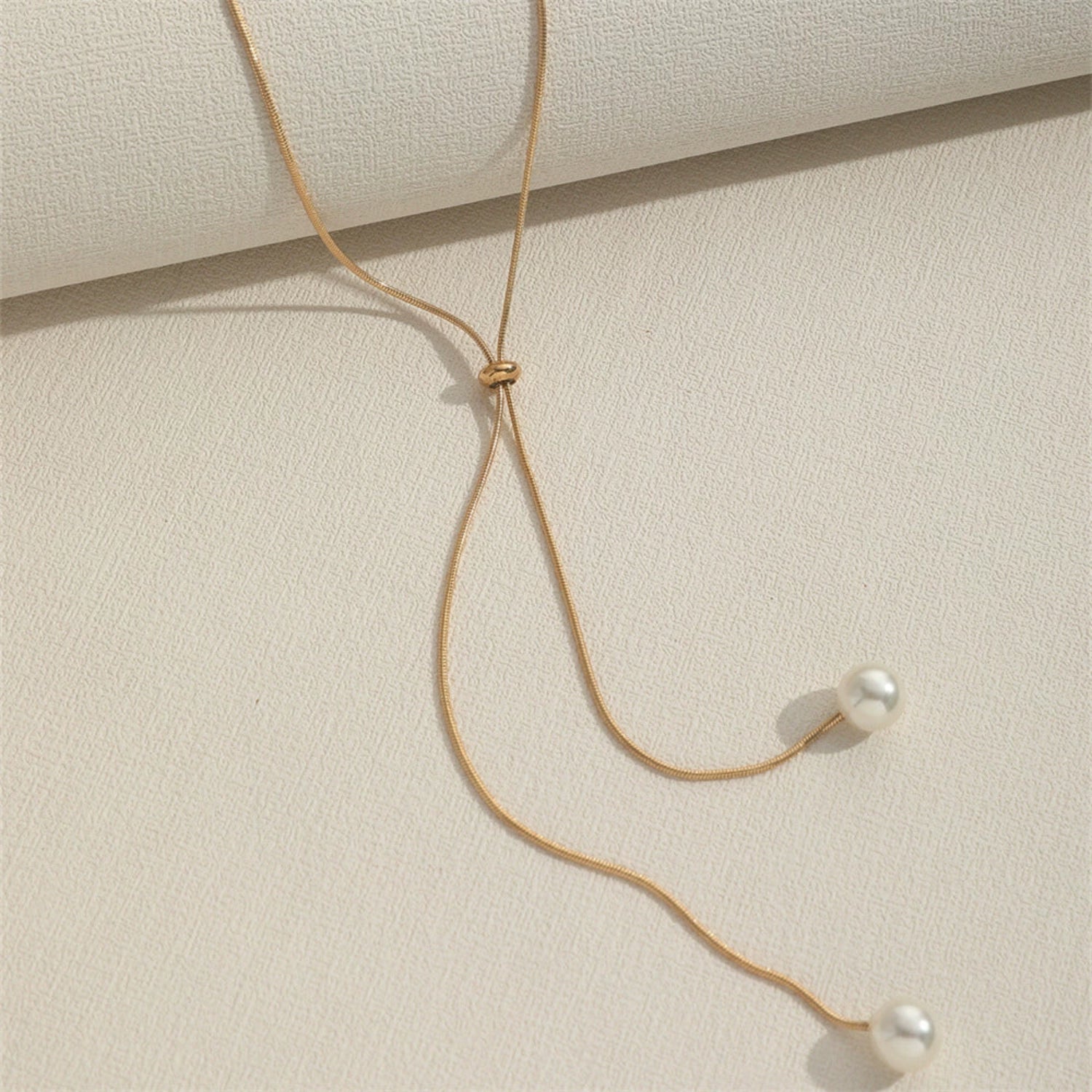 Gold Dual Pearl Lariat Necklace JLTN1745