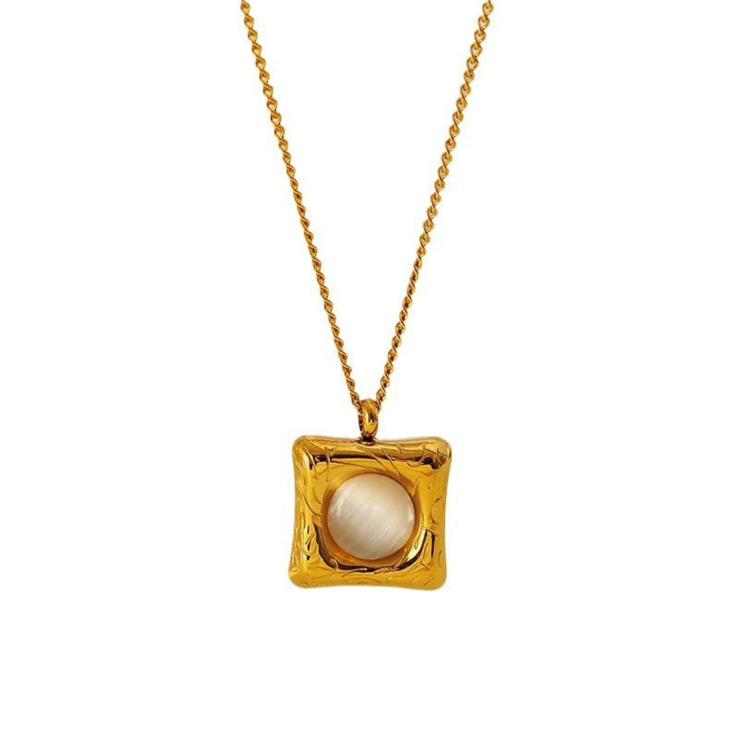 Vintage Gold Square Opal Necklace JLTN1747