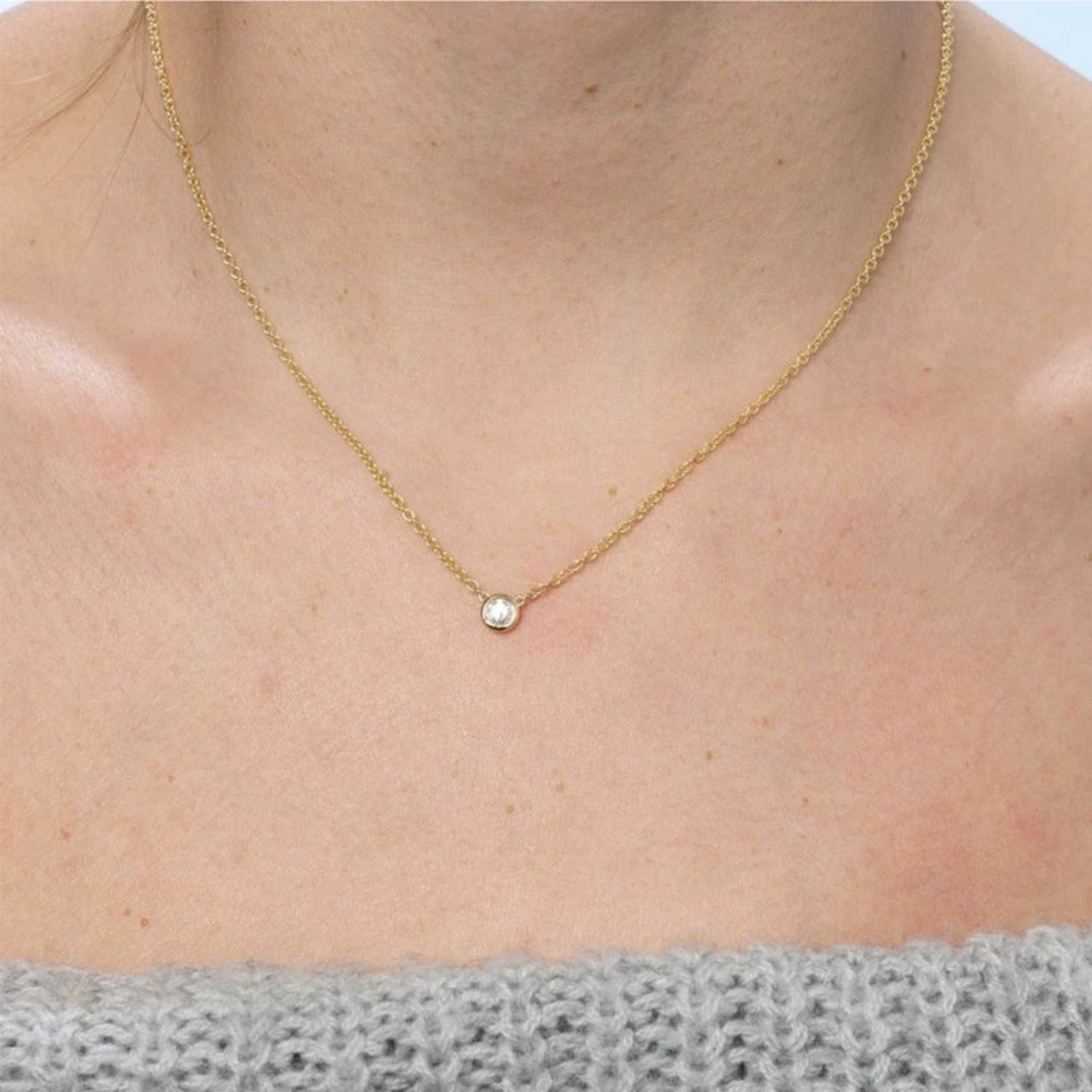 Minimalist Bezel Solitaire Necklace JLTN1748