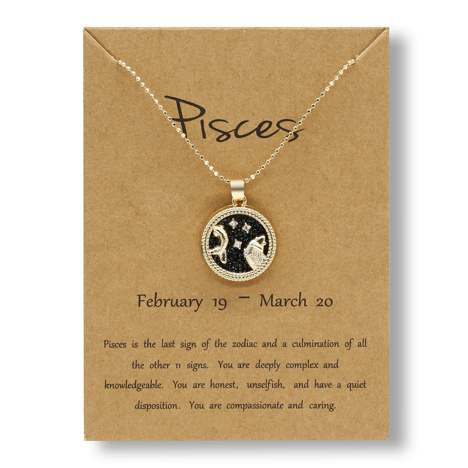Gold Pisces Zodiac Coin Necklace JLTN1750