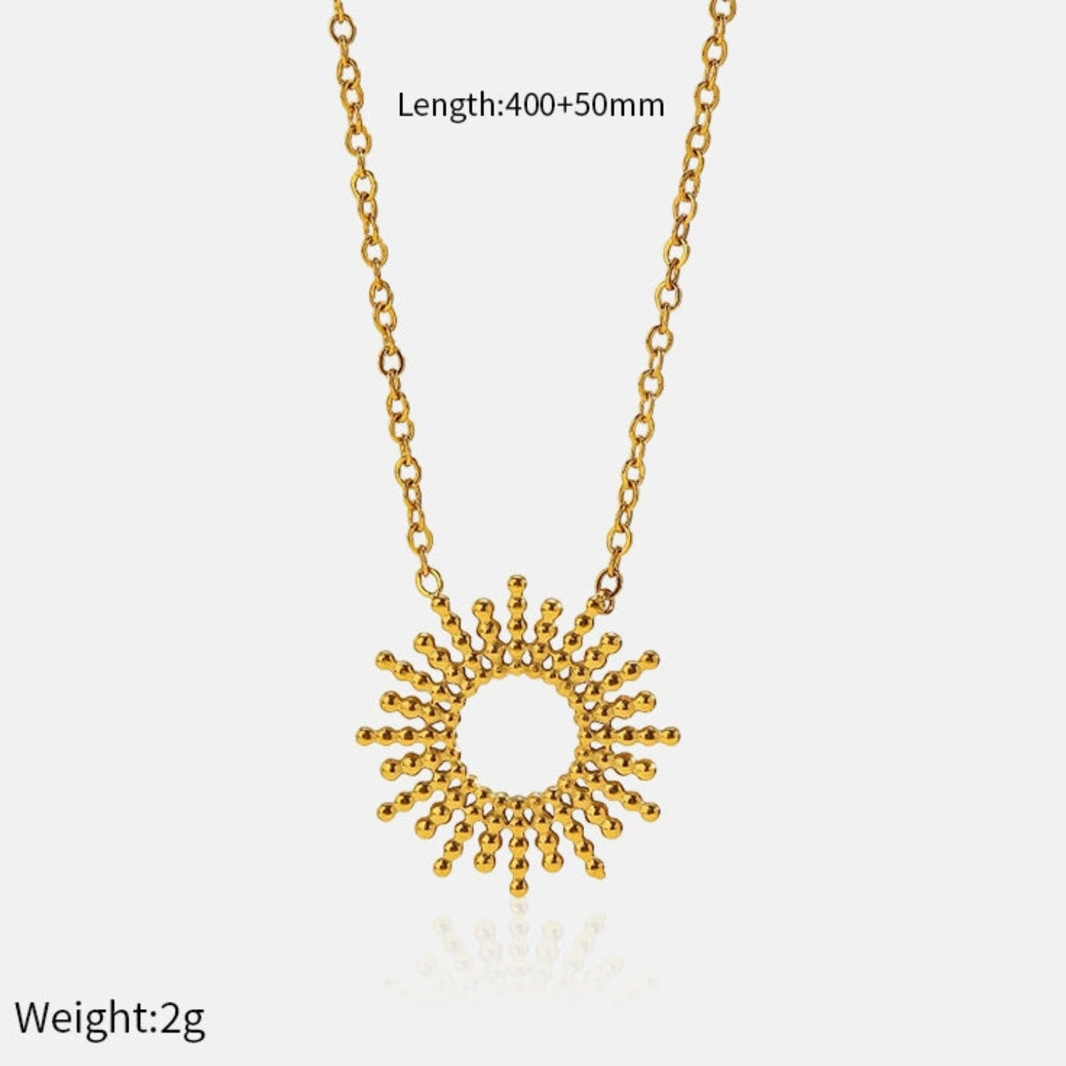 Golden Beaded Sunburst Pendant Necklace  JLTN1755