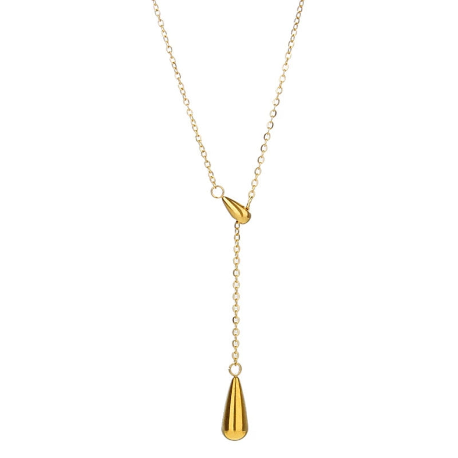 Gold Dual-Teardrop Lariat Necklace JLTN1764