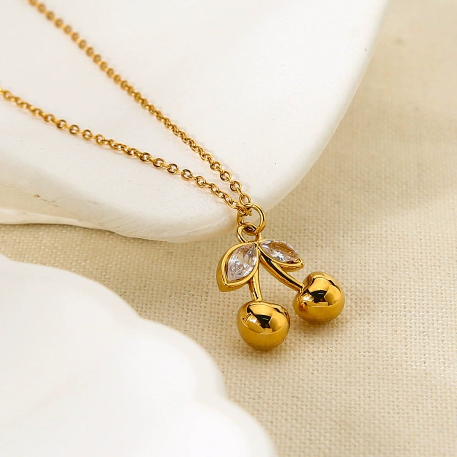 Golden Cherry Gemstone Pendant Necklace  JLTN1765