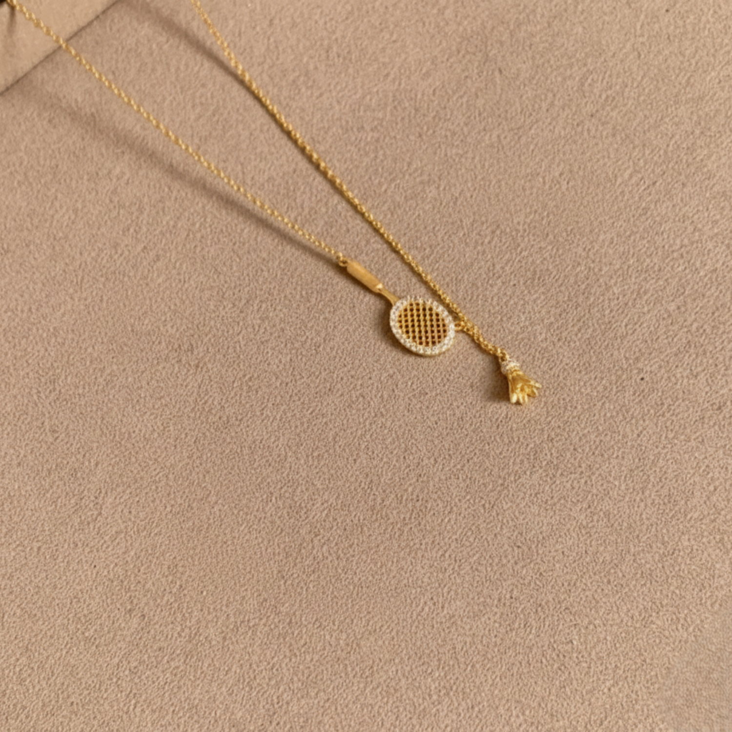 Gold Badminton Racket Lariat Necklace JLTN1766