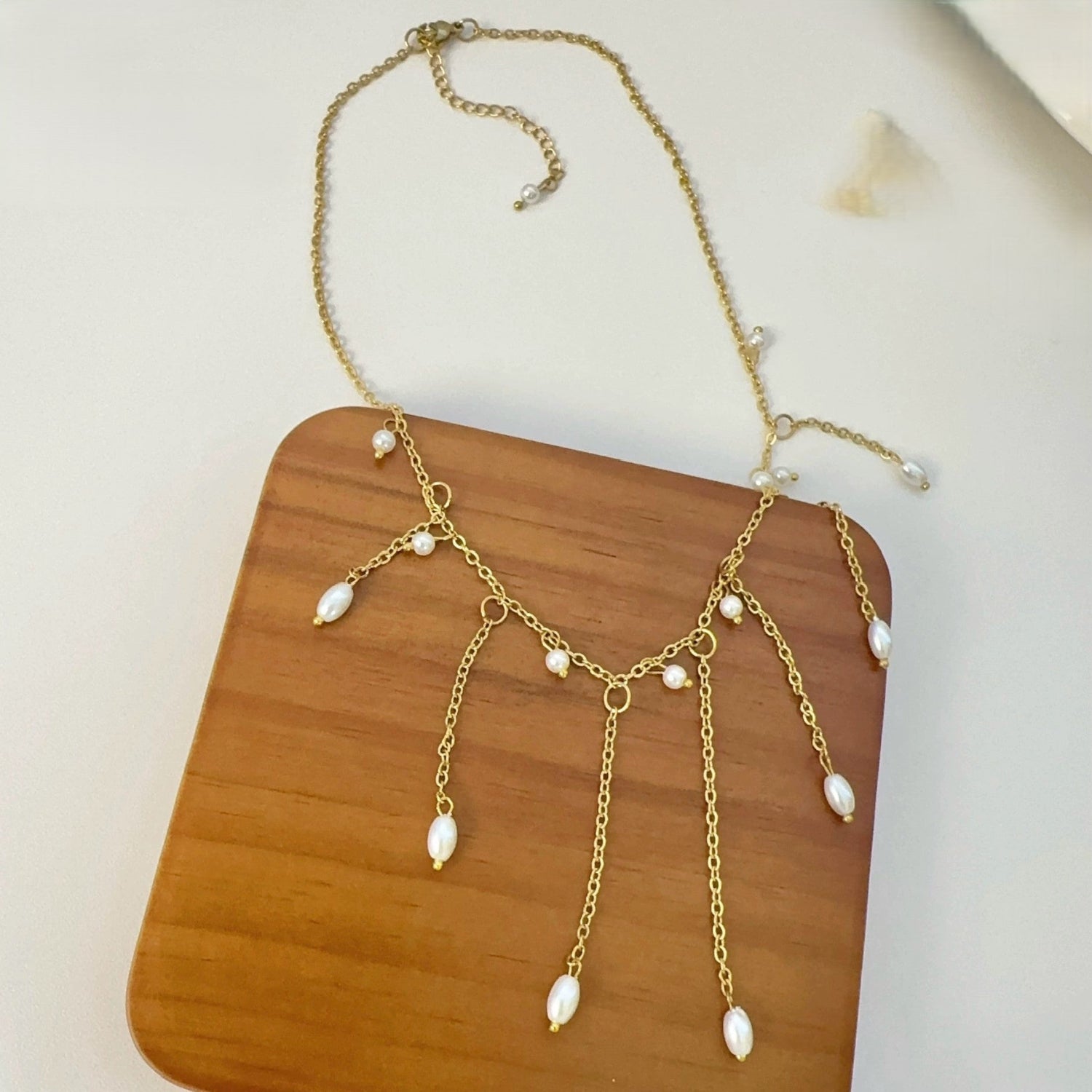 Elegant Draping Pearl Fringe Necklace JLTN1768