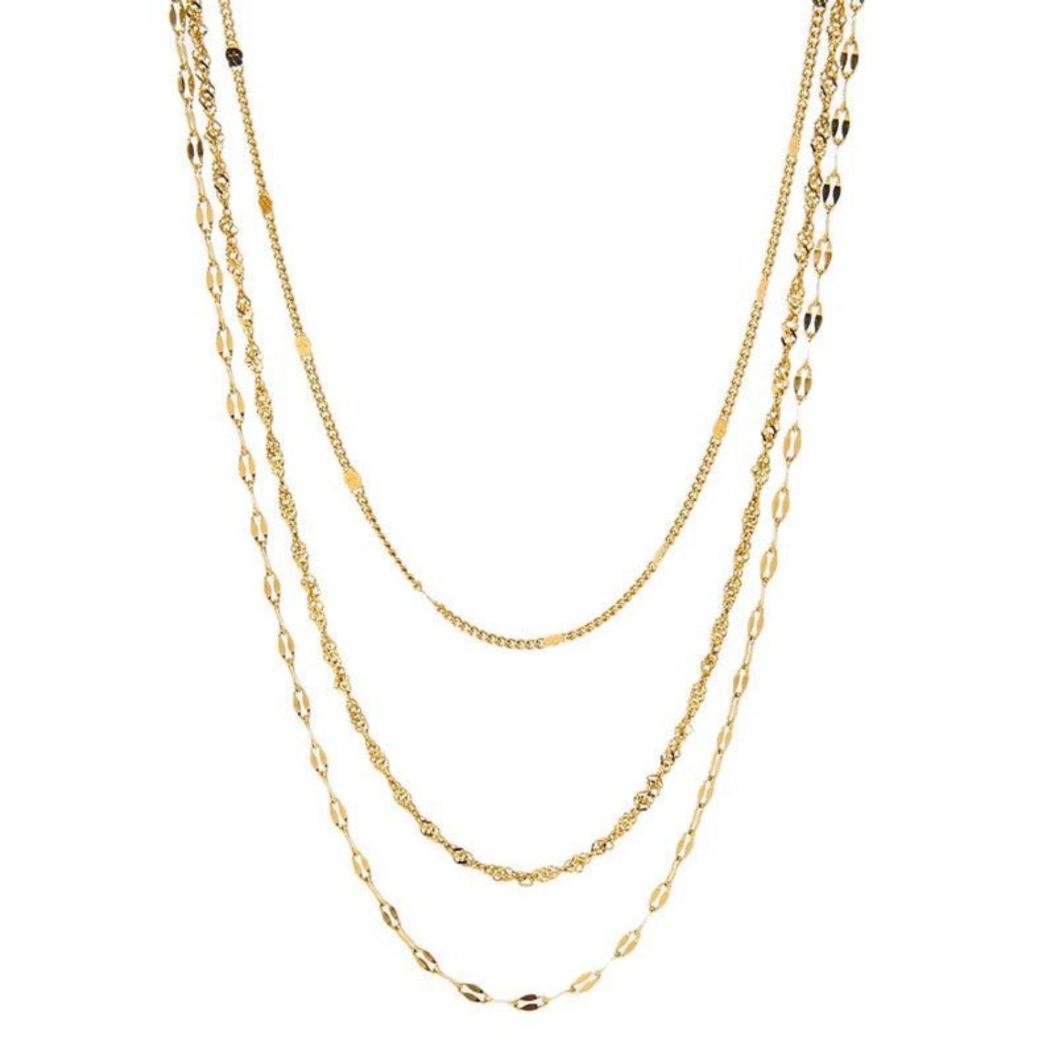 Triple Tiered Gold Chain Necklace JLTN1770