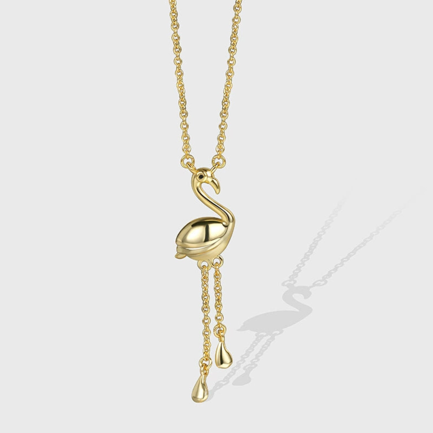 Gold Flamingo Tassel Pendant Necklace JLTN1774