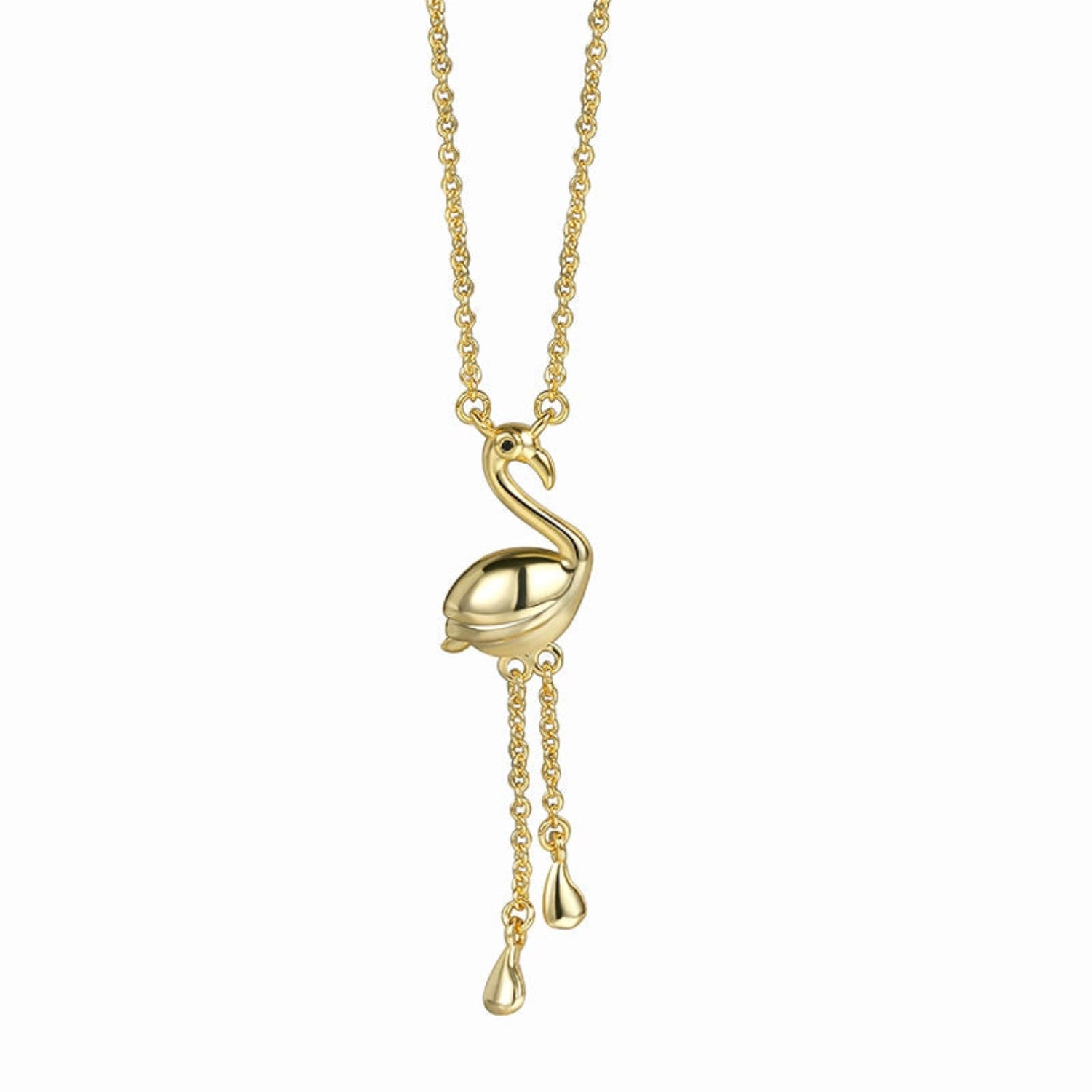 Gold Flamingo Tassel Pendant Necklace JLTN1774