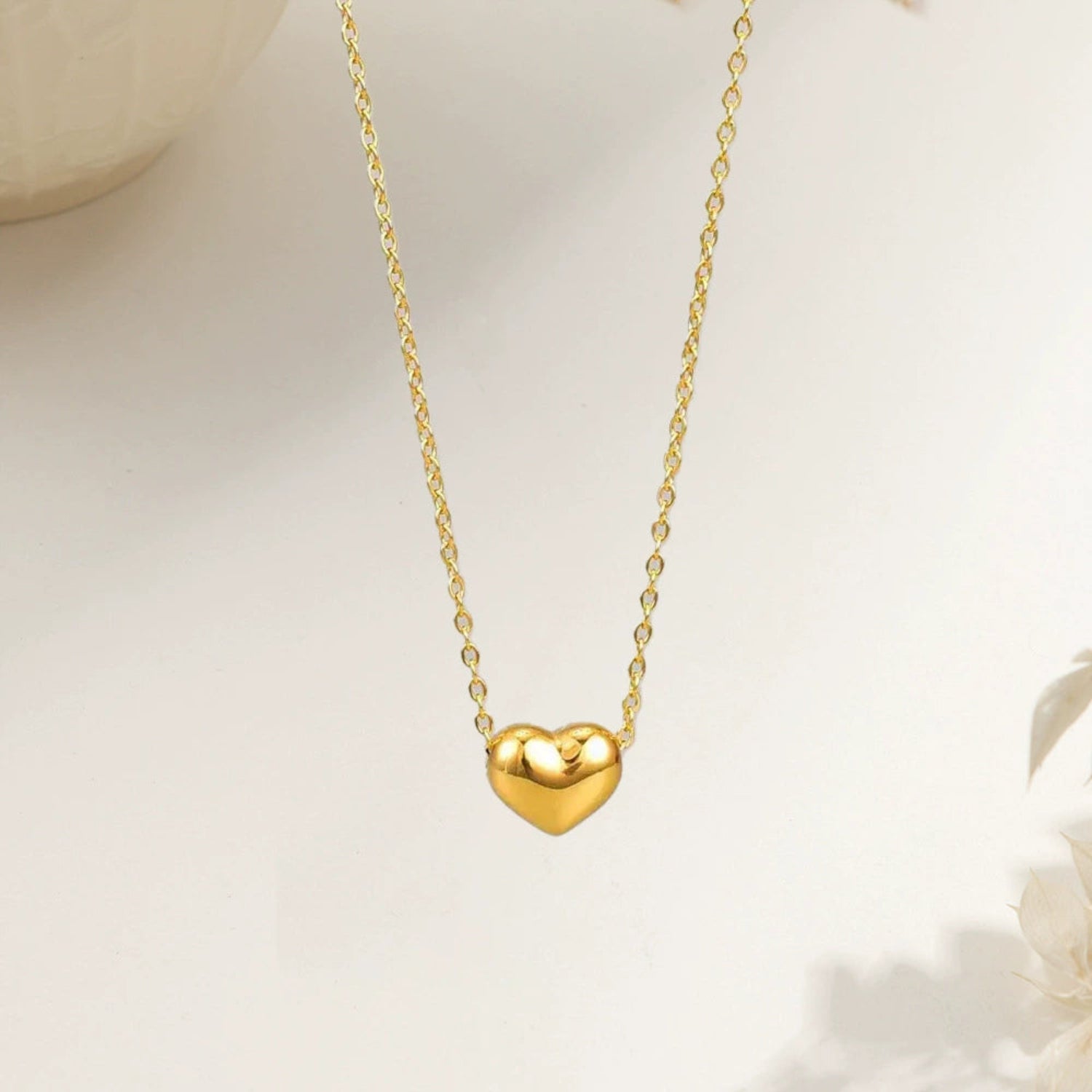 Gold Puffed Heart Necklace JLTN1775