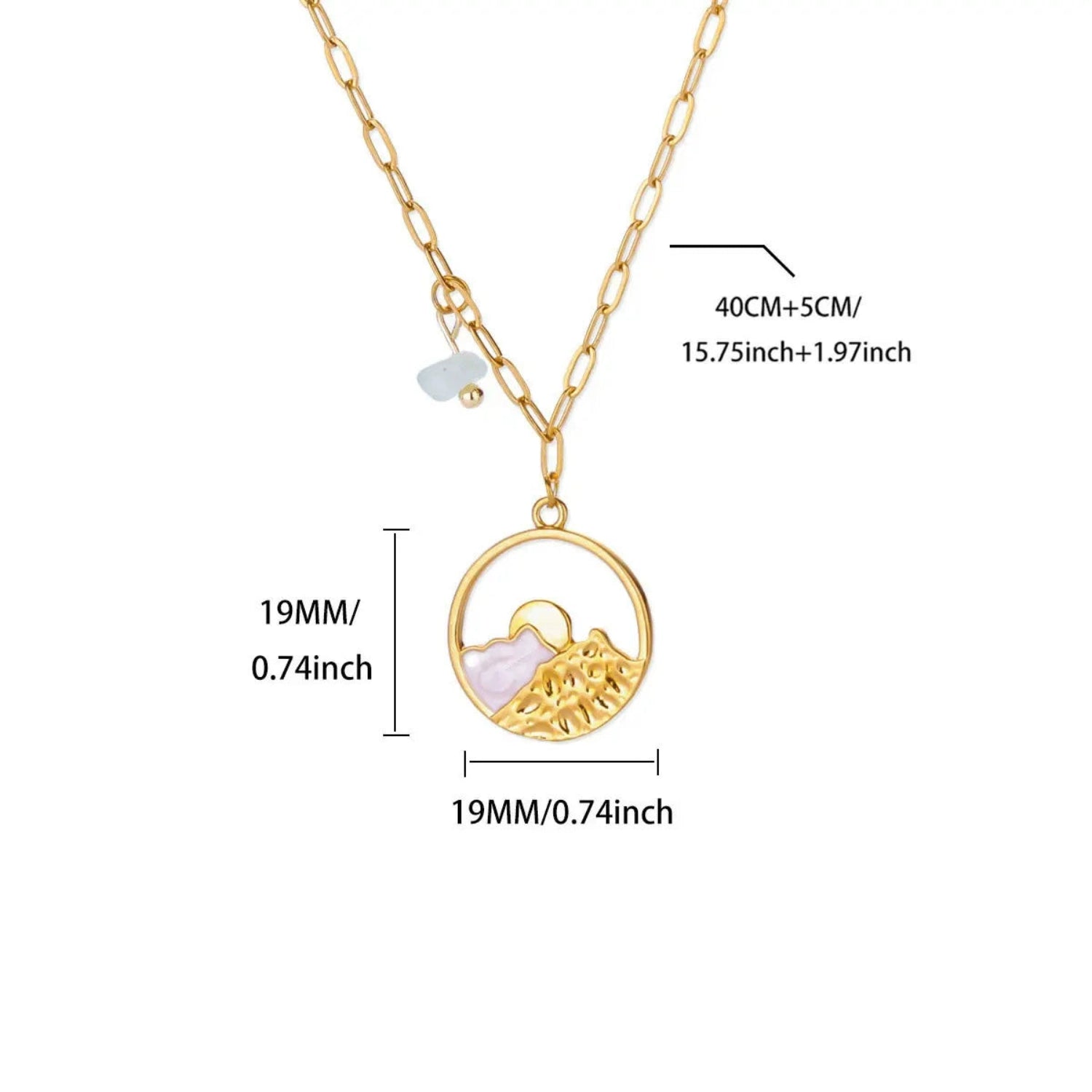 Gold Scenic Circle Paperclip Necklace JLTN1780