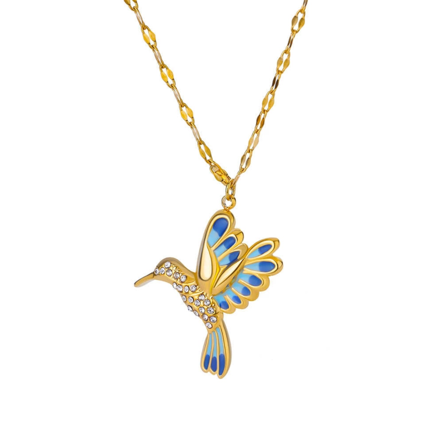 Enamel Hummingbird Gold Necklace JLTN1795
