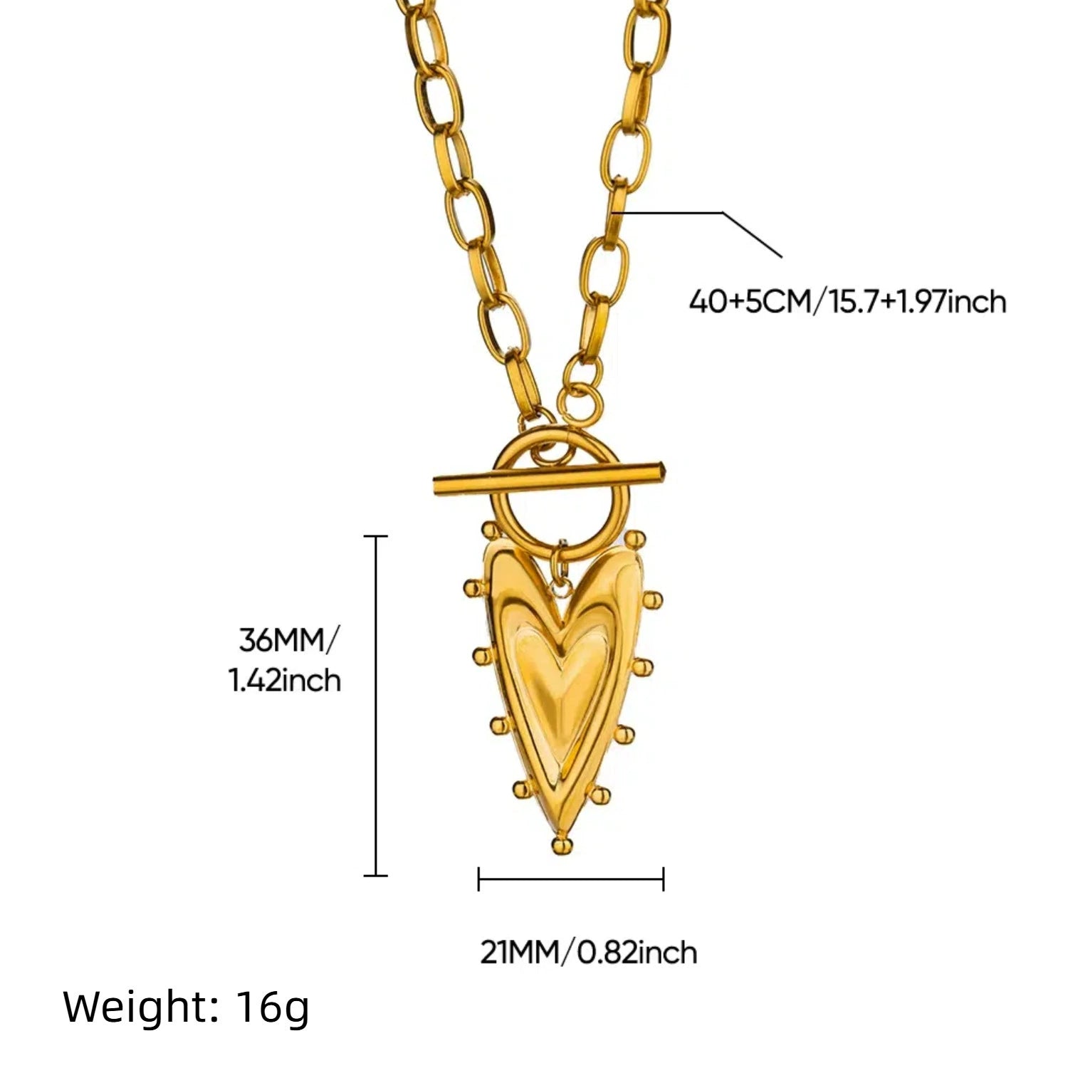 Gold Heart Toggle Necklace JLTN1796