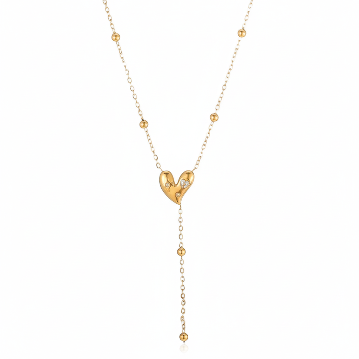 Gold Studded Heart Lariat Necklace JLTN1801