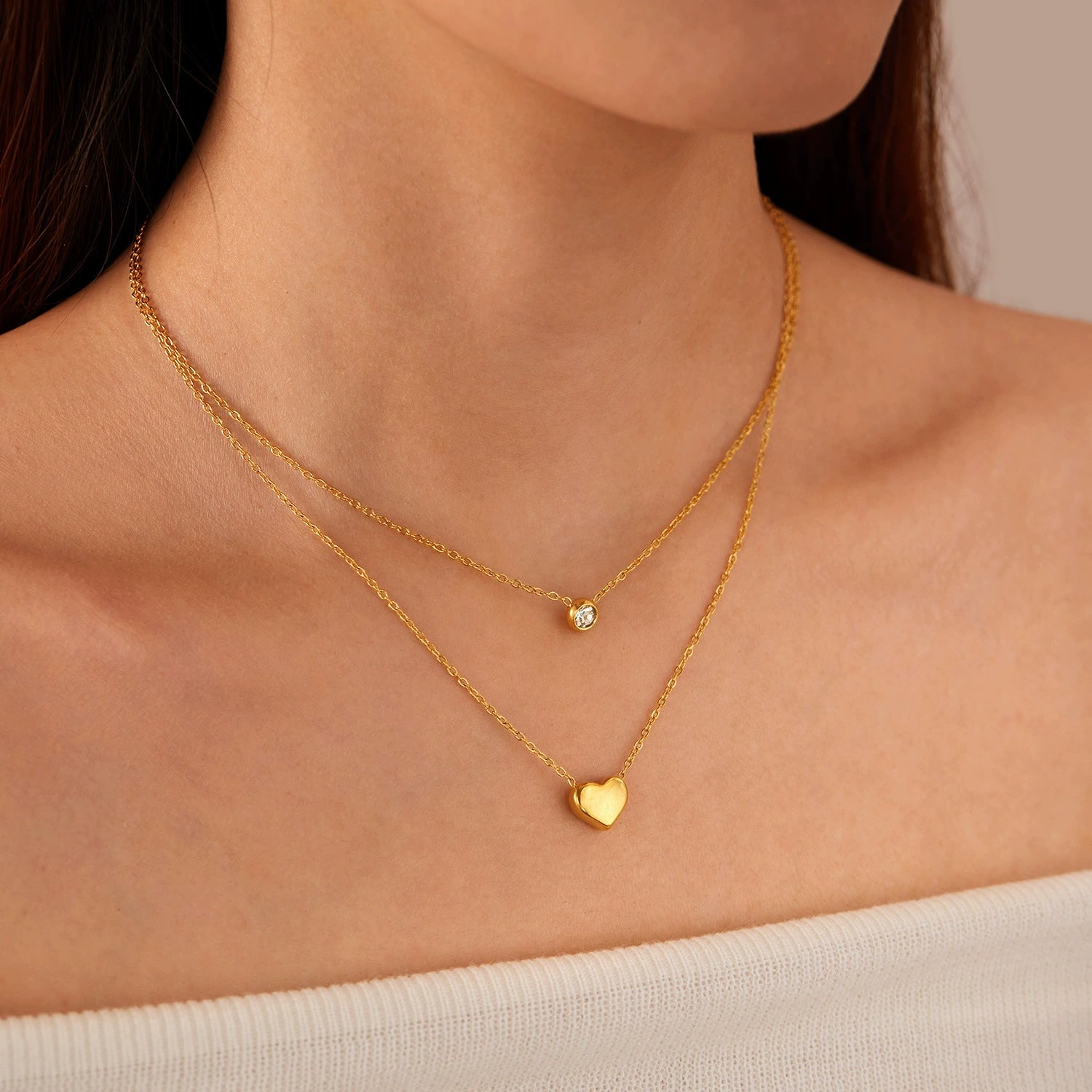 Gold Heart Layered Necklace JLTN1803