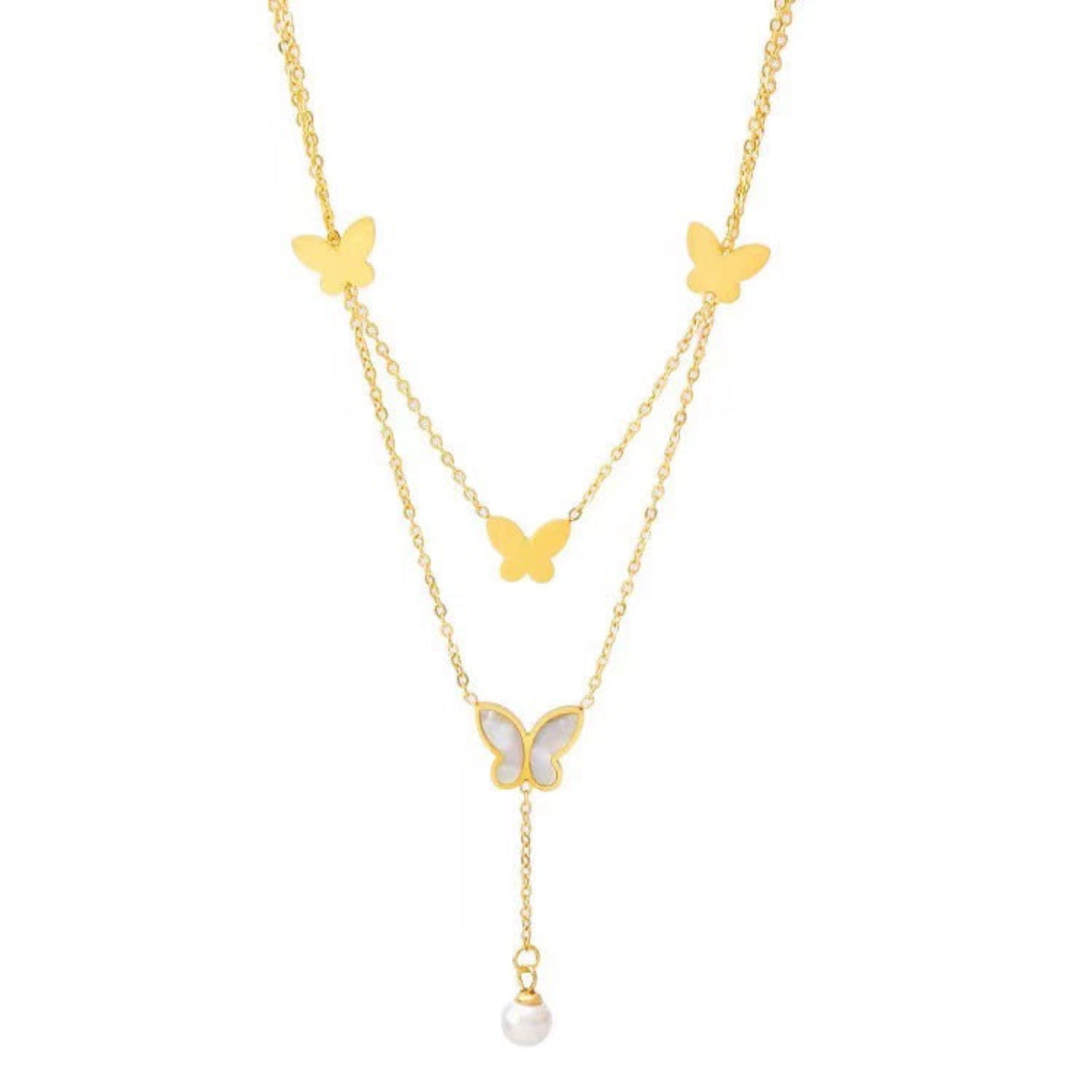 Gold Butterfly Pearl Necklace JLTN1806