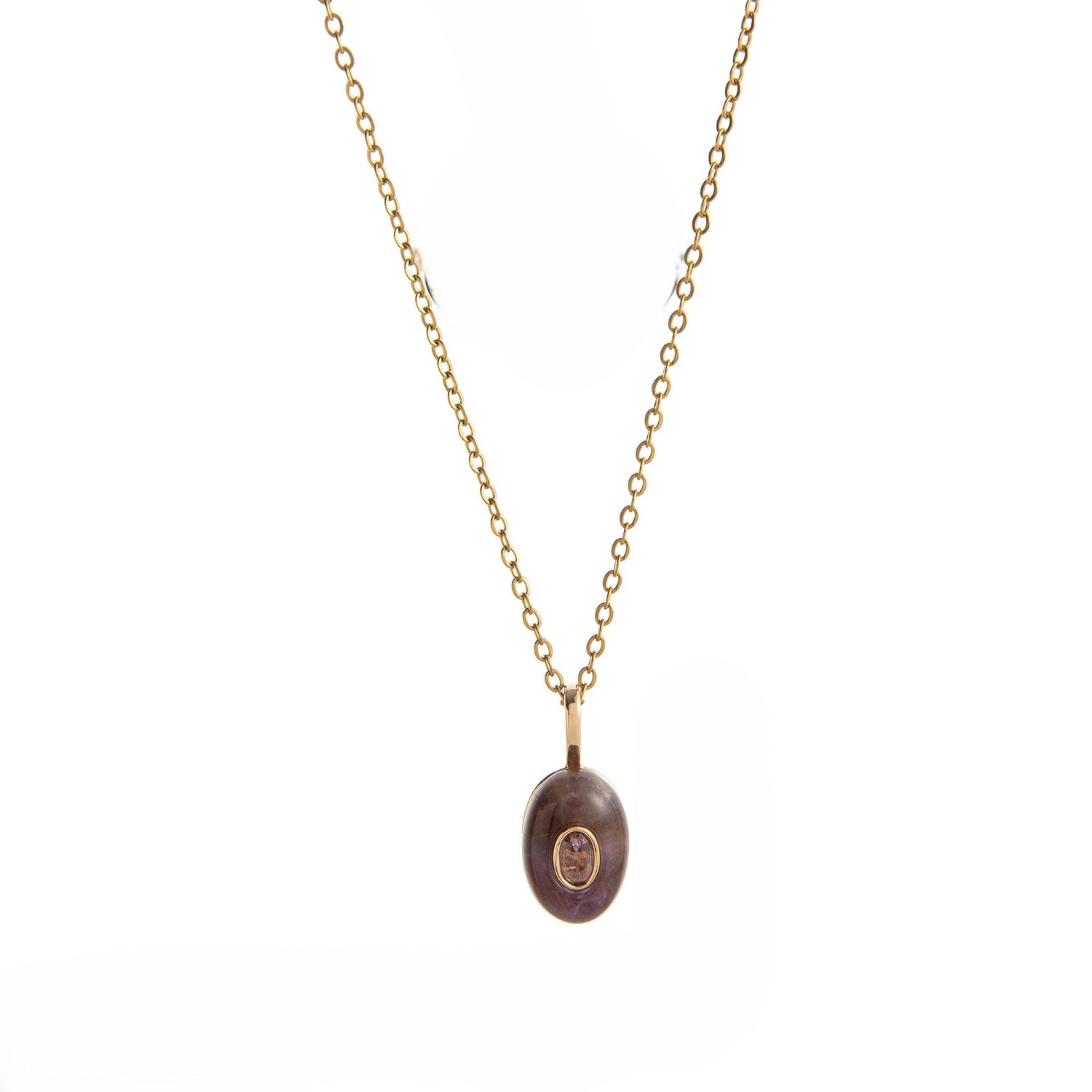 Purple Stone Oval Gold Necklace JLTN1812