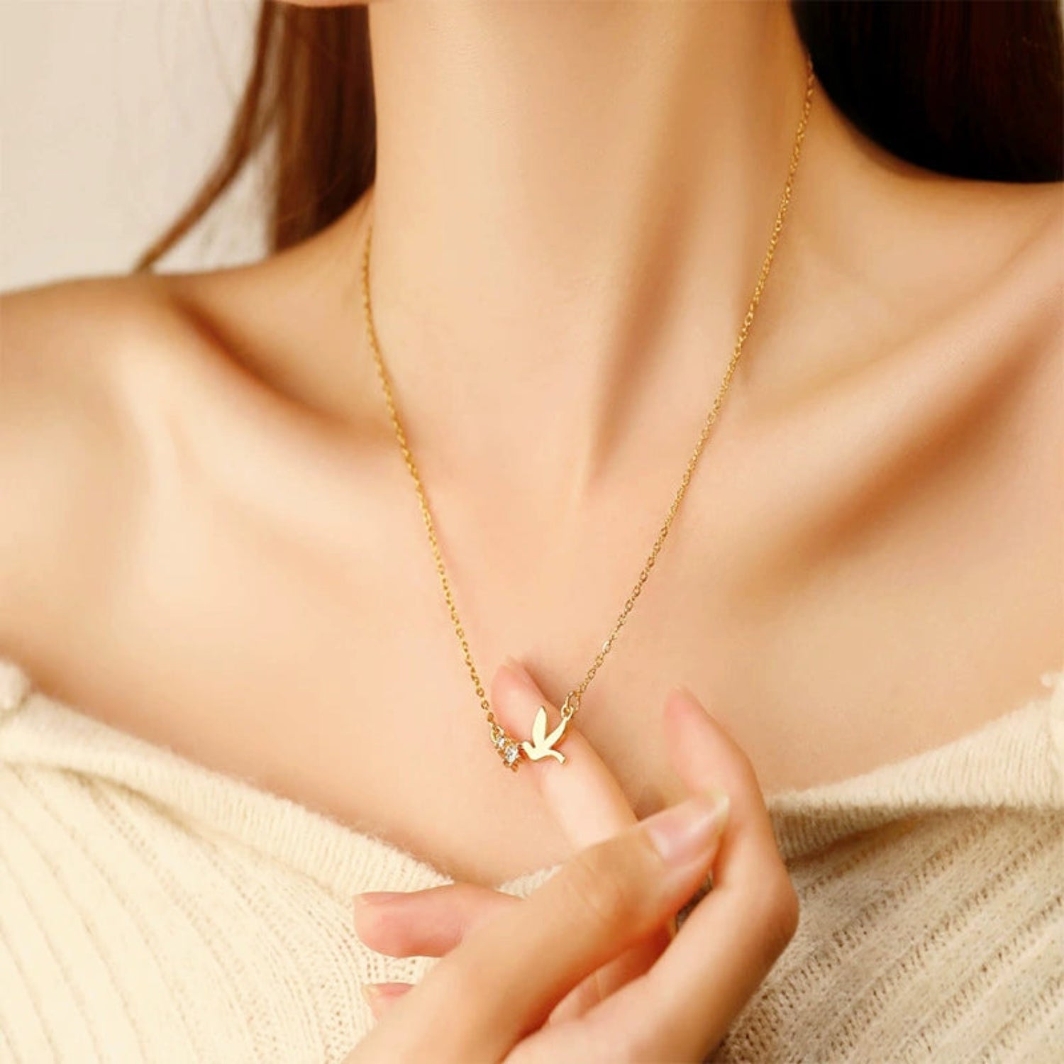 Gold Crystal Bird Necklace JLTN1814