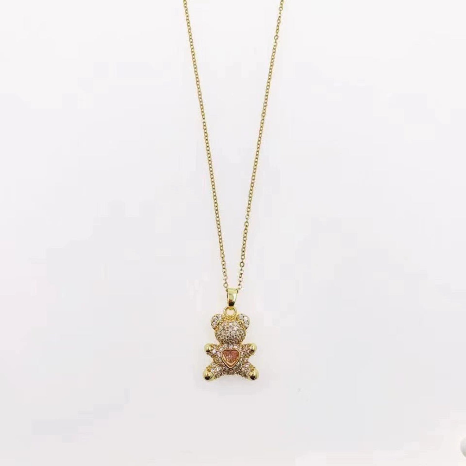Gold Crystal Teddy Bear Necklace JLTN1817