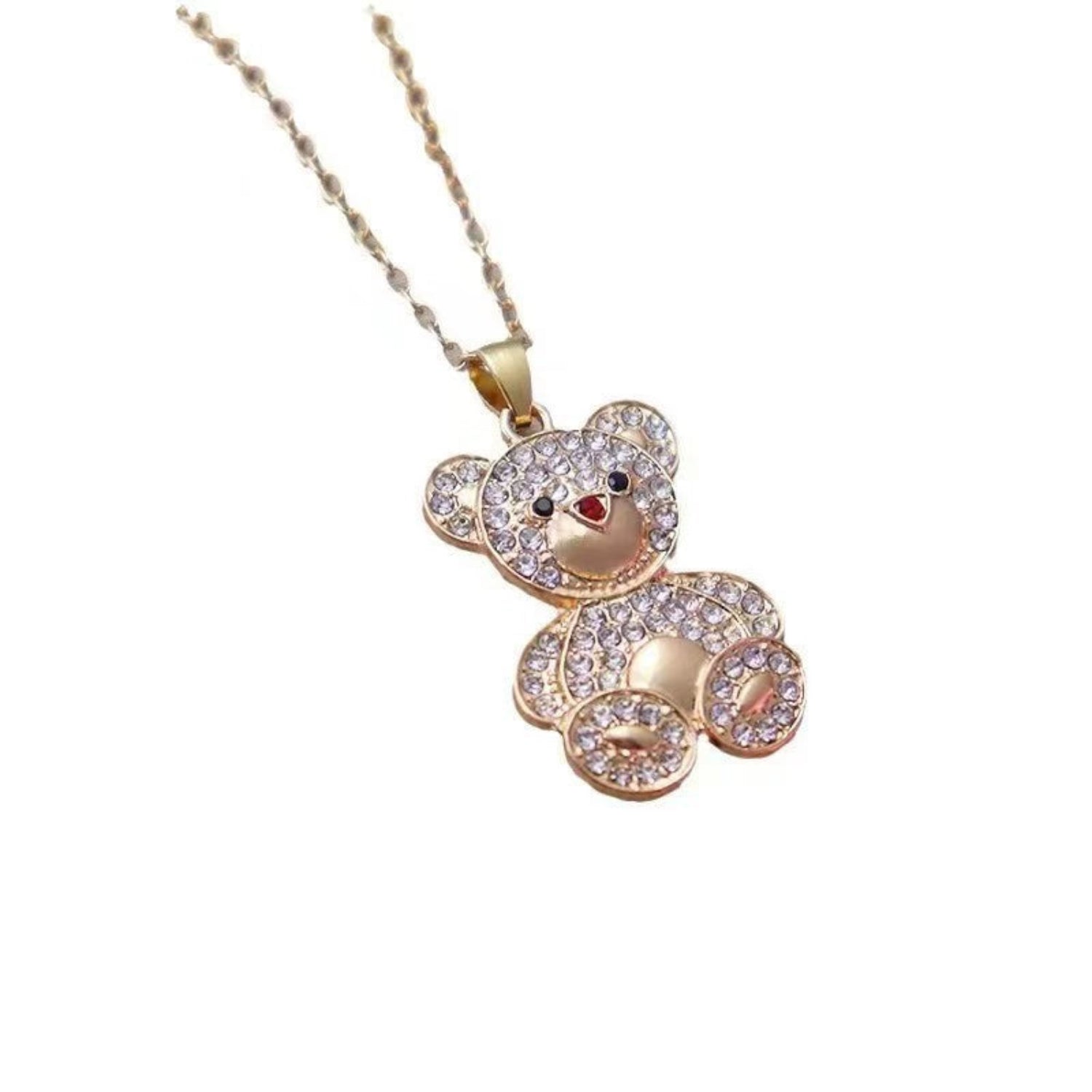 Gold Crystal Teddy Bear Necklace JLTN1818