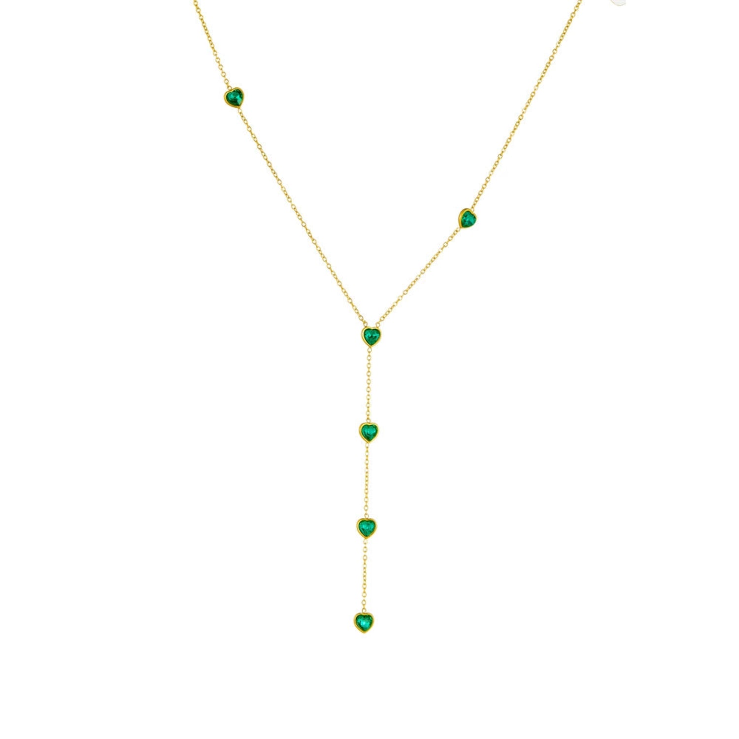 Gold Heart Emerald Y-Necklace JLTN1820