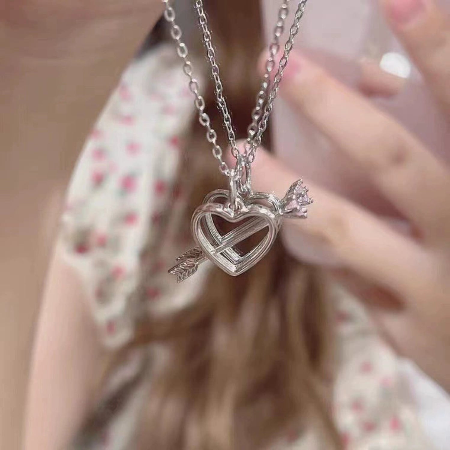 Silver Heart and Arrow Necklace JLTN1823