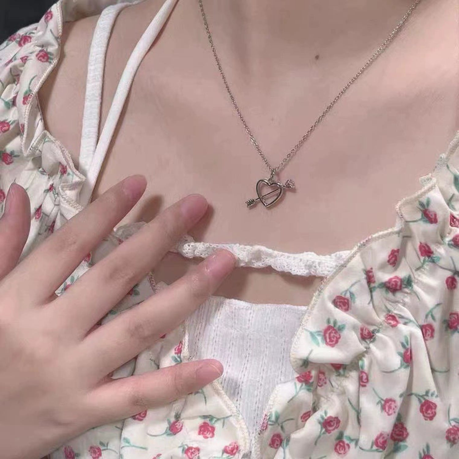 Silver Heart and Arrow Necklace JLTN1823