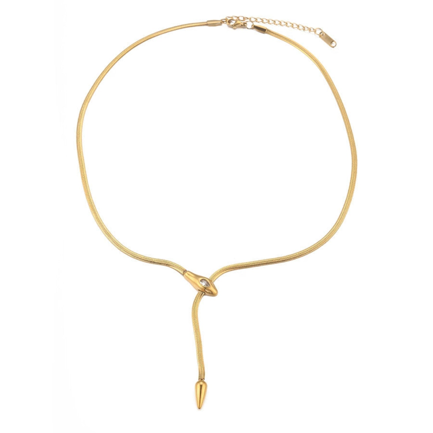 Gold Snake Head Lariat Necklace JLTN1827