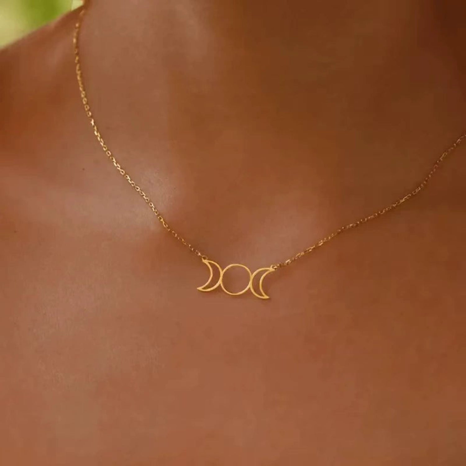 Gold Triple Moon Goddess Necklace JLTN1838