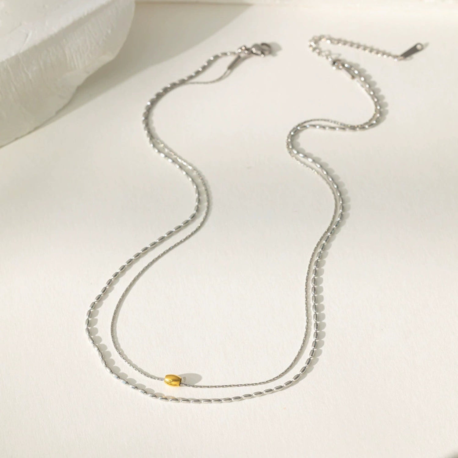 Two-Tone Layered Beaded Pendant Necklace JLTN1844